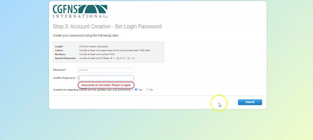 Tutorial CGFNS Connect Returning User Registration Guide CGFNS Tutorial CGFNS Connect Returning User Registration Guide CGFNS